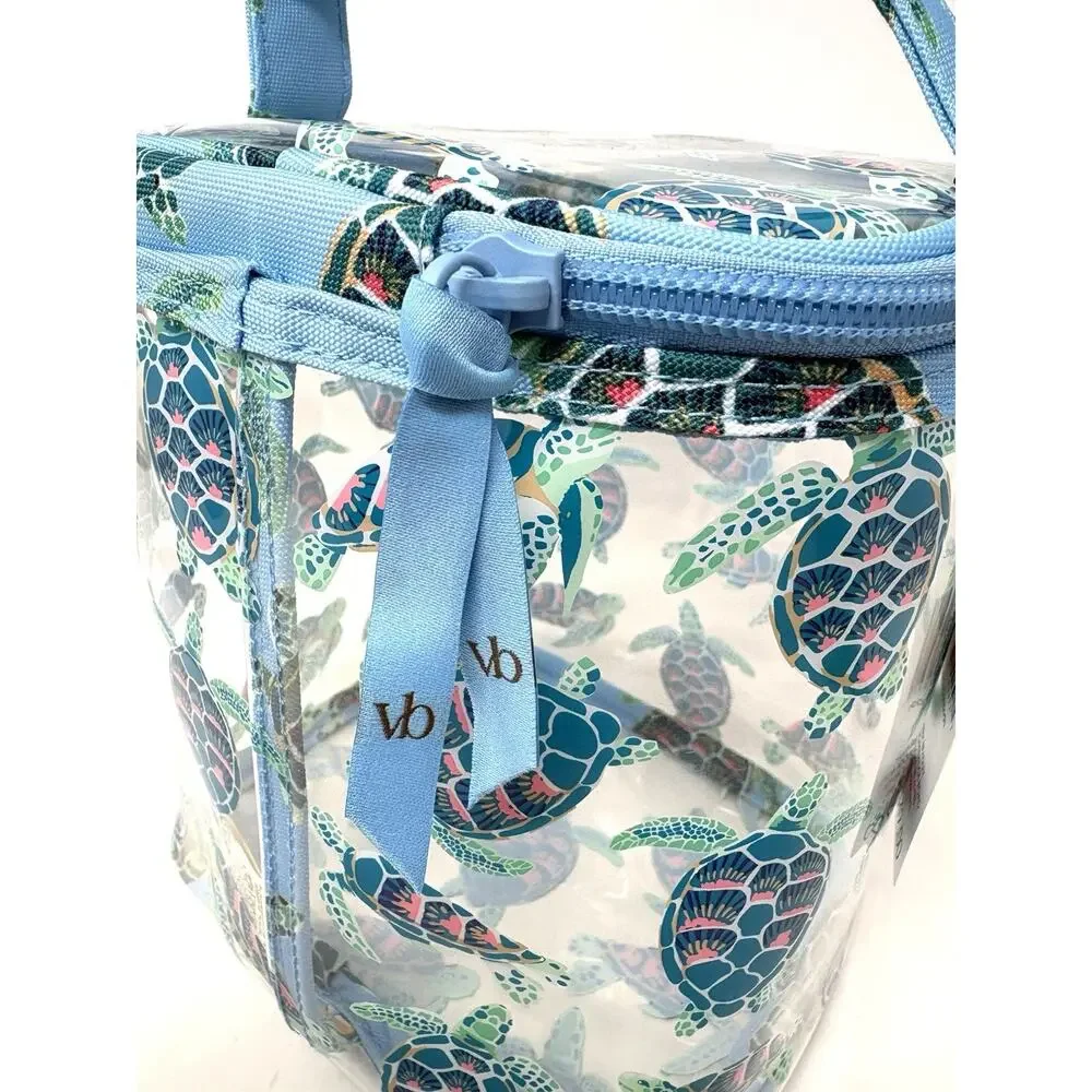 Vera Bradley Turtles Coral Clear Lotion Cosmetic Bag Shampoo See Through NWT